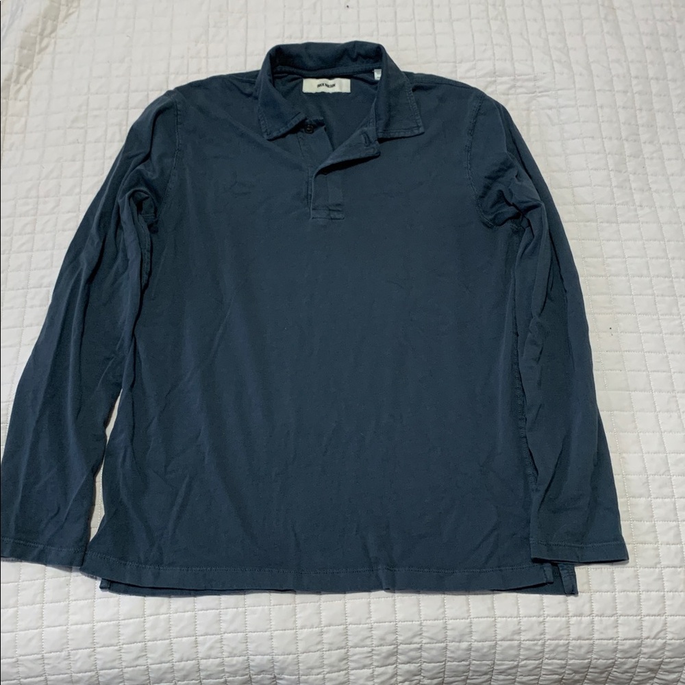 Buck Mason Blue-Gray Long Sleeve Polo